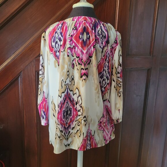 Chicos Womens Size 2 Multicolor Abstract Print Button-Front Blouse Large - Picture 6 of 8